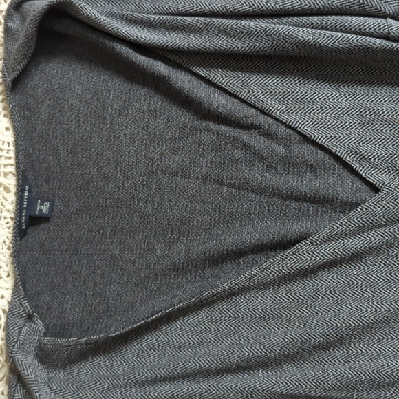 BANANA REPUBLIC Grey Herringbone Acrylic Blend Midi Belted Wrap Dress Size M - Picture 10 of 10